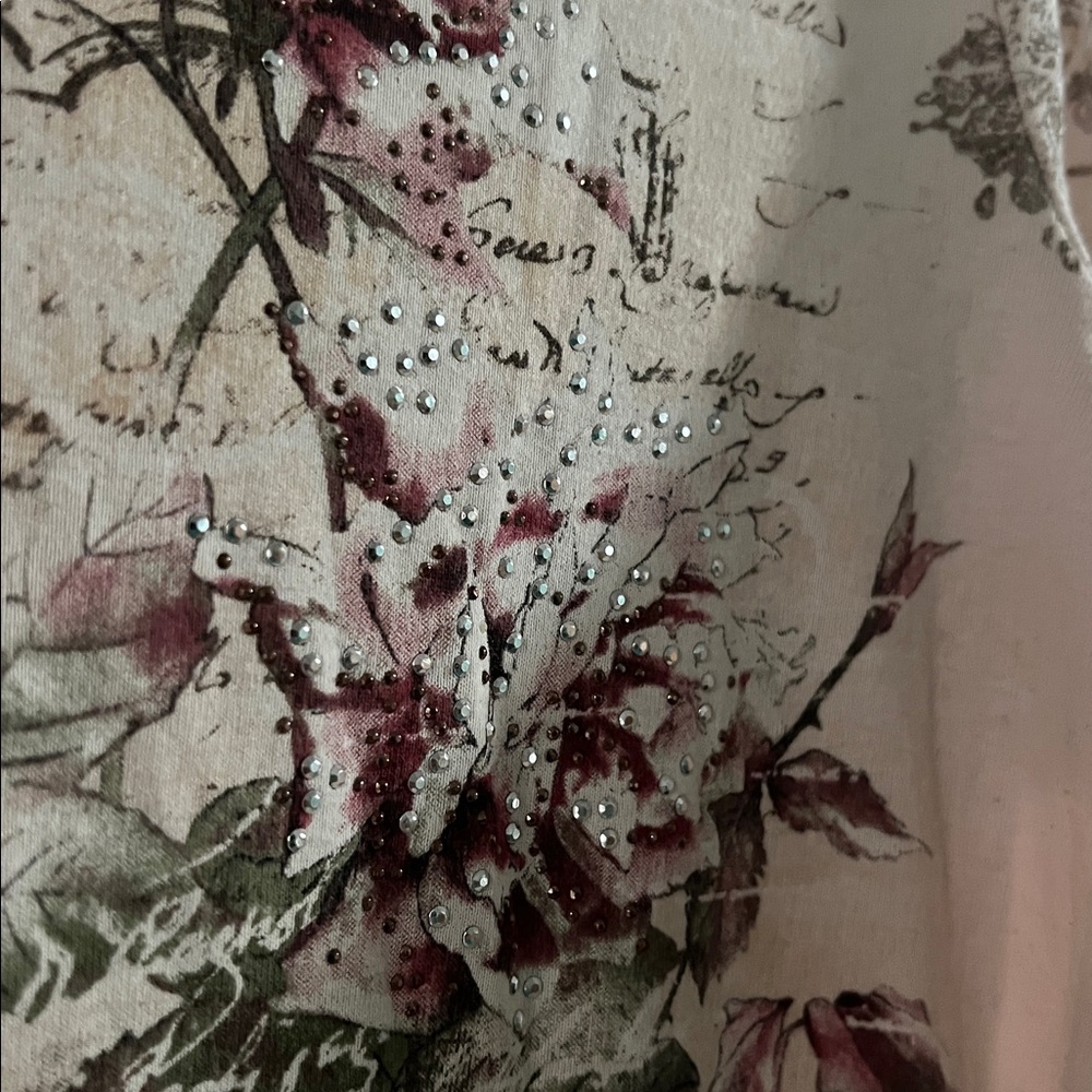 Christopher & Banks Pink Floral Script Long Sleeve Top - Picture 5 of 6